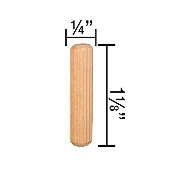 Dowel Pins 1/4, 1000pcs. Fluted, Hardwood Dowel Pins For Strong Joints